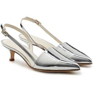 Tibi Simon Metallic Silver Pointed Toe Slingback Leather Pumps Size 39